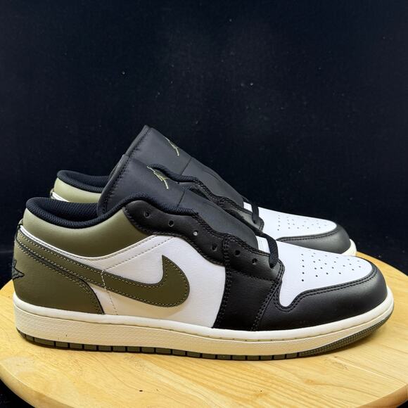 Nike Air Jordan 1 Low Black Toe Medium Olive 553558-092 Men's Size 12 New - Picture 5 of 9
